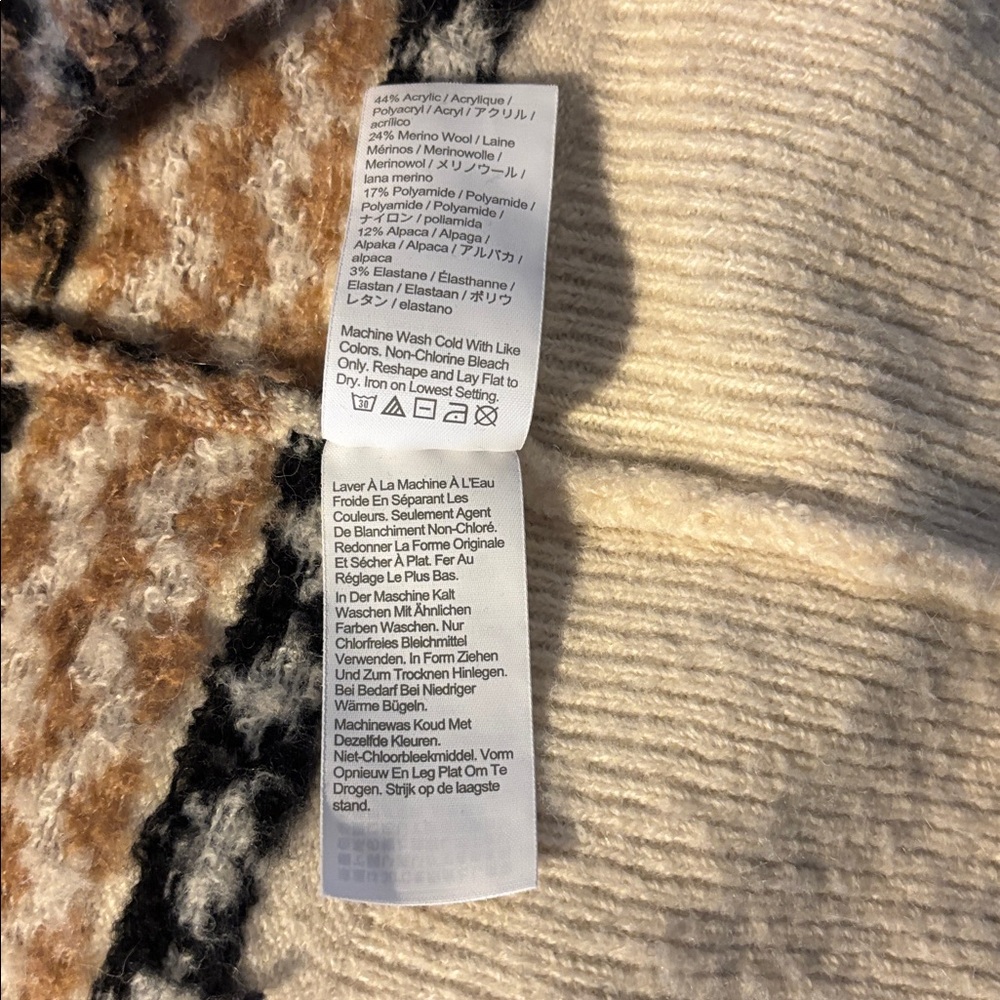 J. Crew Fair Isle Cardigan XS in Heather Fawn Muslin (cream, tan, brown & black) - Picture 8 of 9